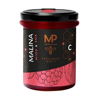 Miody Polskie Miód & Sok Malina + Vit. C, 250 g - zdjęcie produktu