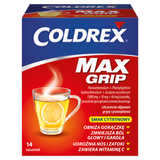 Coldrex MaxGrip 1000 mg + 10 mg + 40 mg, smak cytrynowy, 14 saszetek Coldrex MaxGrip 1000 mg + 10 mg + 40 mg, smak cytrynowy, 14 saszetek - miniaturka zdjęcia produktu