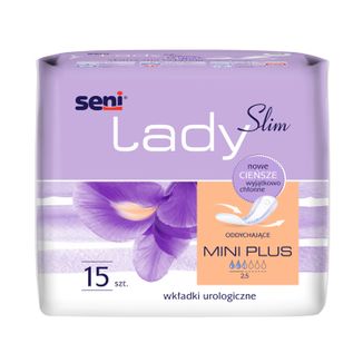 Seni Lady Slim, wkładki urologiczne dla kobiet, Mini Plus, 10 x 25,5 cm, 15 sztuk - zdjęcie produktu