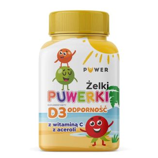 Żelki Puwerki D3 Odporność, smak owocowy, 50 sztuk - zdjęcie produktu