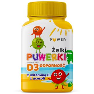 Żelki Puwerki D3 Odporność, smak owocowy, 50 sztuk - zdjęcie produktu