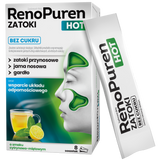RenoPuren Zatoki Hot Bez cukru, smak cytrynowo-miętowy, 8 saszetek USZKODZONE OPAKOWANIE - miniaturka zdjęcia produktu