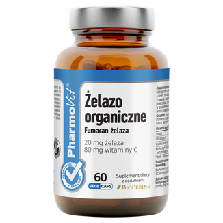 PharmoVit Żelazo organiczne 20 mg, 60 kapsułek - zdjęcie produktu