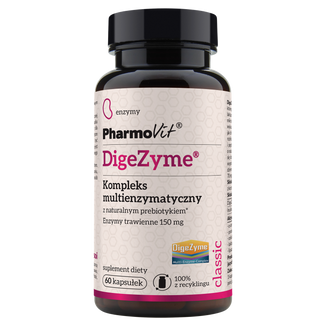 Pharmovit Digezyme, kompleks multienzymatyczny 150 mg, 60 kapsułek - zdjęcie produktu