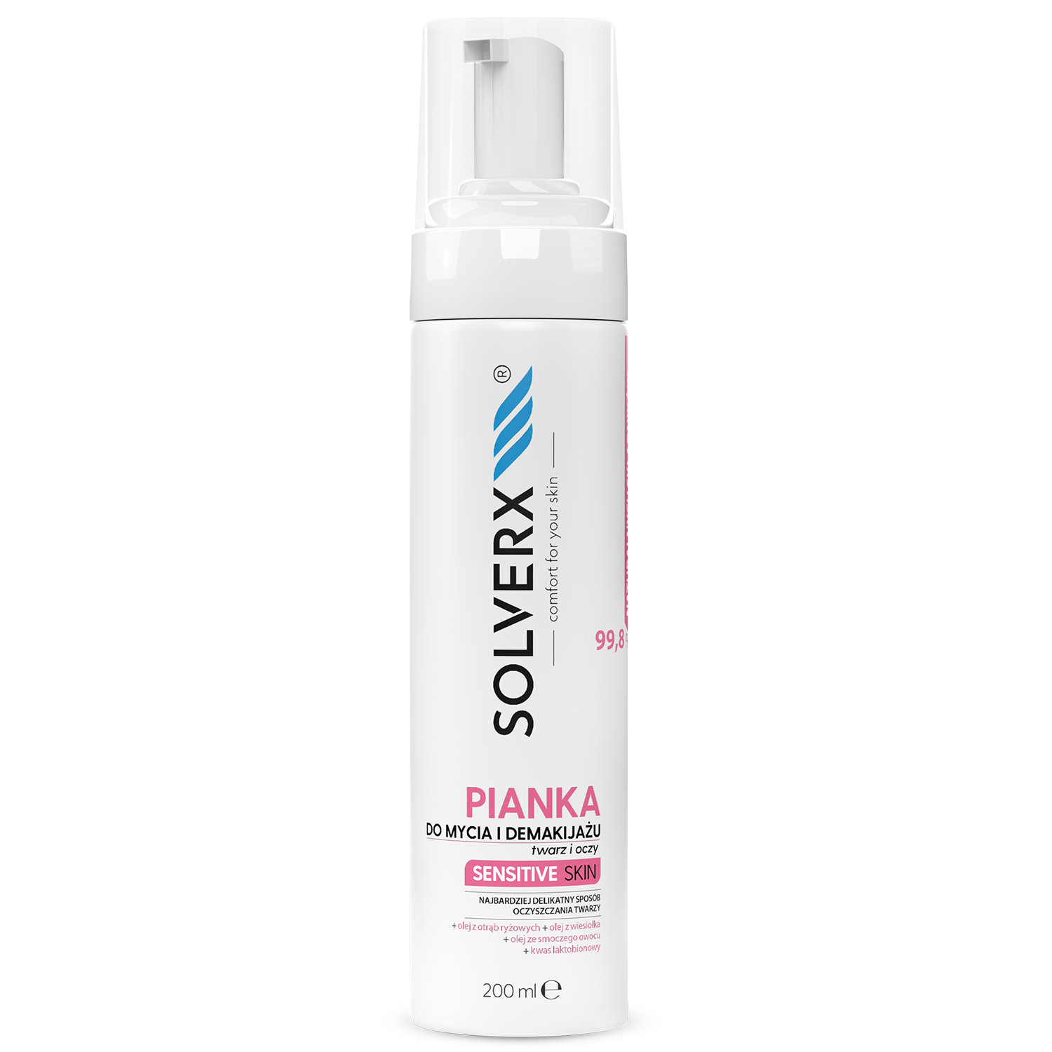 Solverx Solverx Sensitive Skin, pianka do mycia twarzy i demakijażu, skóra wrazliwa i naczynkowa, 200 ml — Składniki i ocena