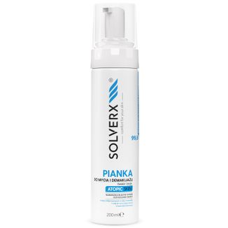Solverx Atopic Skin Forte, pianka do mycia twarzy i demakijażu, 200 ml Solverx Atopic Skin Forte, pianka do mycia twarzy i demakijażu, 200 ml - zdjęcie produktu