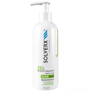 Solverx Acne Skin Forte, żel do mycia i demakijażu twarzy i oczu, 200 ml - zdjęcie produktu