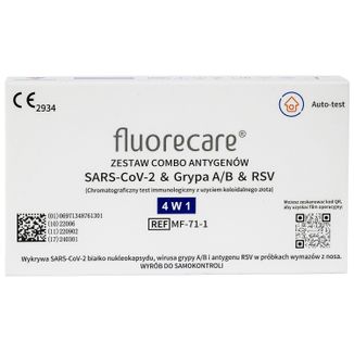 Fluorecare, zestaw do testów łączonych na obecność antygenów SARS-CoV-2, grypy A/B, RSV, Combo 4w1, 1 sztuka USZKODZONE OPAKOWANIE - zdjęcie produktu