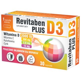 Revitaben D3 Plus, 30 kapsułek USZKODZONE OPAKOWANIE - zdjęcie produktu