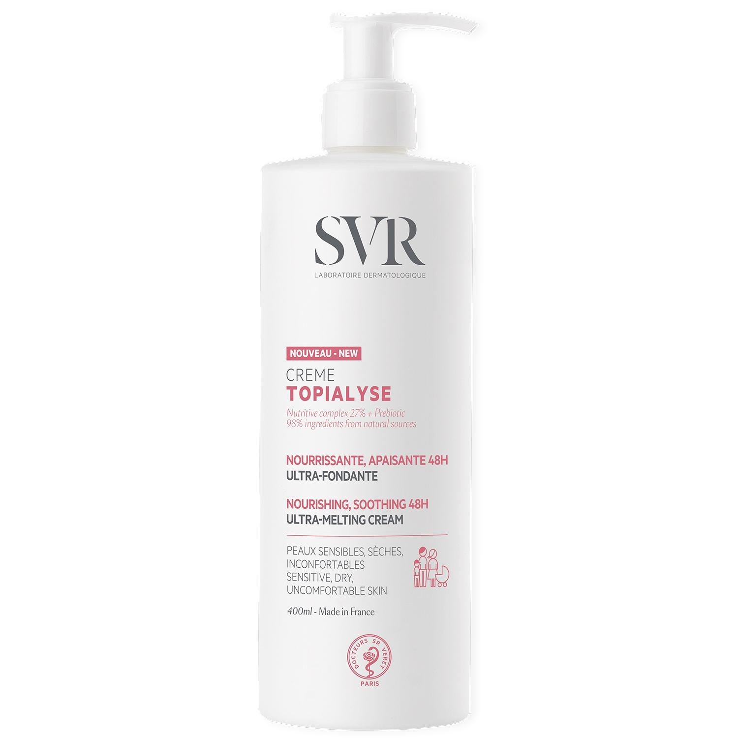 Nieznana SVR Topialyse Creme, krem odżywczo-ochronny, skóra sucha i atopowa, 400 ml