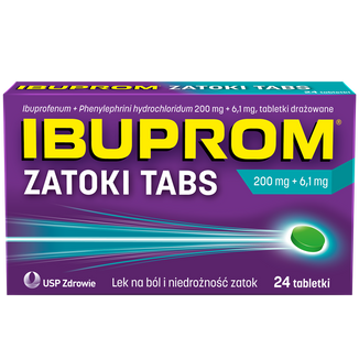 Ibuprom Zatoki Tabs 200 mg + 6,1 mg, 24 tabletki USZKODZONE OPAKOWANIE - zdjęcie produktu