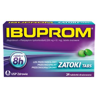 Ibuprom Zatoki Tabs 200 mg + 6,1 mg, 24 tabletki - zdjęcie produktu