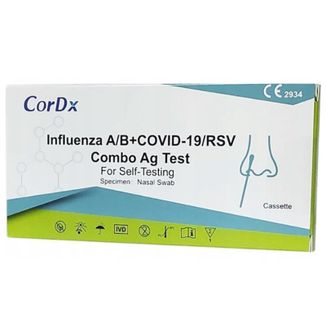 CorDx Grypa A/B + COVID-19/RSV Combo Ag, test antygenowy na obecność 4 wirusów, 1 sztuka USZKODZONE OPAKOWANIE - zdjęcie produktu