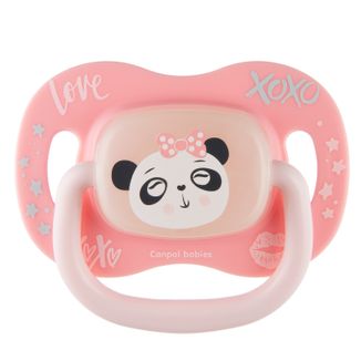 Canpol Babies, smoczek uspokajający, silikonowy, symetryczny, świecący w ciemności, Exotic Animals, panda, 0-6 miesięcy, 1 sztuka - zdjęcie produktu