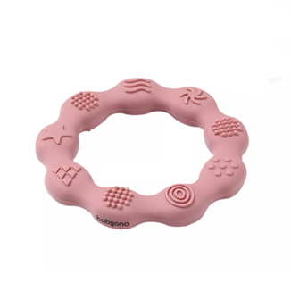 BabyOno, gryzak silikonowy, ring, różowy, od urodzenia, 1 sztuka - zdjęcie produktu