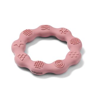 BabyOno, gryzak silikonowy, ring, różowy, od urodzenia, 1 sztuka BabyOno, gryzak silikonowy, ring, różowy, od urodzenia, 1 sztuka - zdjęcie produktu