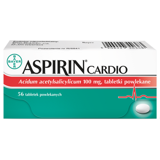 Aspirin Cardio 100 mg, 56 tabletek powlekanych USZKODZONE OPAKOWANIE - zdjęcie produktu