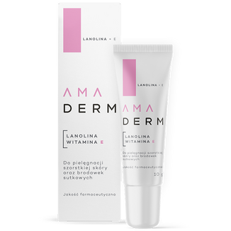 Amaderm Lanolina + E, maść do pielęgnacji szorstkiej skóry i brodawek sutkowych, 10 g KRÓTKA DATA - zdjęcie produktu