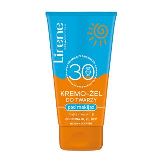 Lirene Sun, kremo-żel do twarzy, pod makijaż, SPF 30, 50 ml - zdjęcie produktu