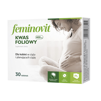 Feminovit, kwas foliowy 400 µg, 30 tabletek - zdjęcie produktu