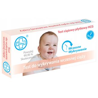 Testeo, test ciążowy, płytkowy, 10 mlU/ml, 1 sztuka - zdjęcie produktu
