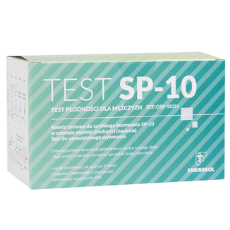 Farmabol Test SP-10, domowy test płodności dla mężczyzn do oznaczania stężenia plemników w nasieniu, kasetkowy, 1 sztuka KRÓTKA DATA Farmabol Test SP-10, domowy test płodności dla mężczyzn do oznaczania stężenia plemników w nasieniu, kasetkowy, 1 sztuka KRÓTKA DATA - zdjęcie produktu