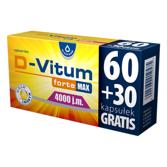 D-Vitum Forte Max 4000 j.m., 60 kapsułek + 30 kapsułek gratis USZKODZONE OPAKOWANIE - zdjęcie produktu