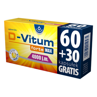 D-Vitum Forte Max 4000 j.m., 60 kapsułek + 30 kapsułek gratis - zdjęcie produktu