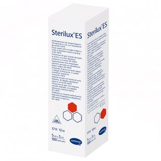 Sterilux ES, kompresy niejałowe z gazy, 17-nitkowe, 12-warstwowe, 5 cm x 5 cm, 100 sztuk - zdjęcie produktu