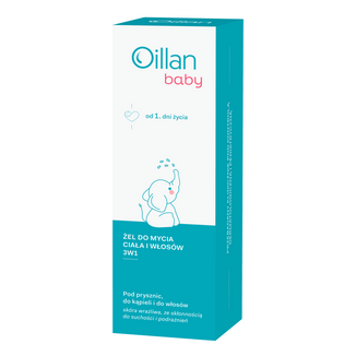Oillan Baby, żel do kąpieli, mycia ciała i włosów 3w1, od 1 dnia życia, 200 ml - zdjęcie produktu
