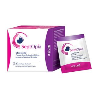 SeptOpia, chusteczki do higieny powiek, sterylne, 20 sztuk - zdjęcie produktu