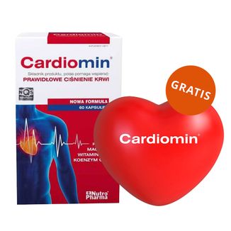 Cardiomin, 60 kapsułek + Piłeczka antystresowa do gniecenia w kształcie serduszka, 1 sztuka gratis - zdjęcie produktu