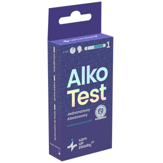 Sam się zbadaj AlkoTest, jednorazowy atestowany test na obecność alkoholu w wydychanym powietrzu, 1 sztuka - zdjęcie produktu