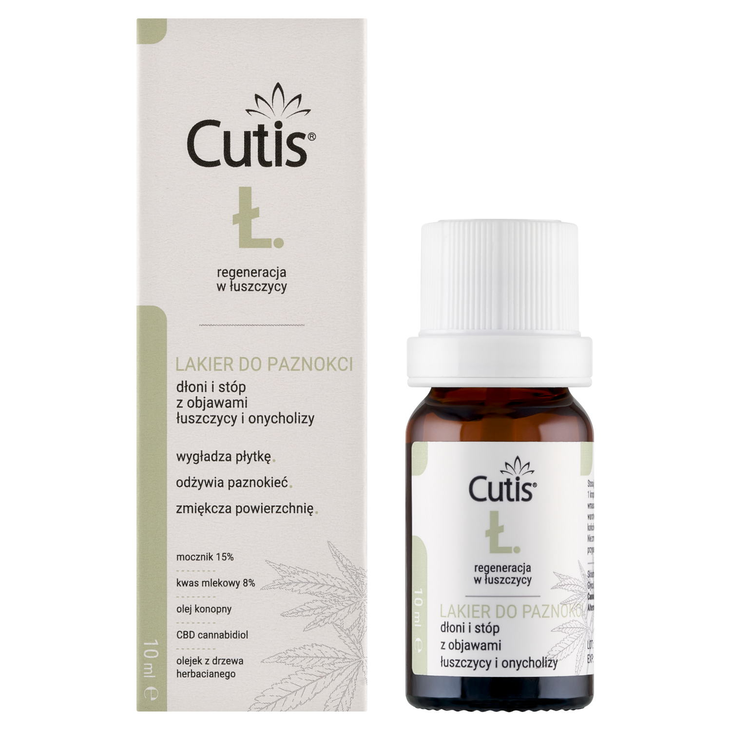 Cutis Cutis Ł-Łuszczyca, onycholiza lakier do paznokci + CBD,  10 ml