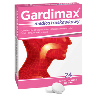 Gardimax Medica truskawkowy 5 mg +1 mg, 24 tabletki do ssania USZKODZONE OPAKOWANIE - zdjęcie produktu