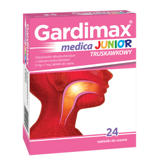 Gardimax Medica Junior truskawkowy 5 mg +1 mg, 24 tabletki do ssania - zdjęcie produktu