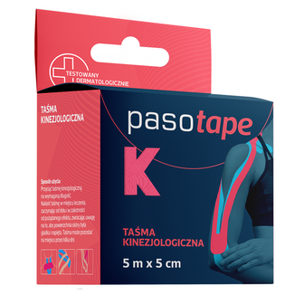 Pasotape, taśma kinezjologiczna, różowa, 5 cm x 5 m  - zdjęcie produktu