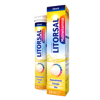Zdrovit Litorsal Multiwitamina, smak ananas mango, 24 tabletki musujące - zdjęcie produktu