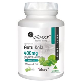 Aliness Gotu Kola, wąkrotka azjatycka 400 mg, 100 kapsułek vege - zdjęcie produktu
