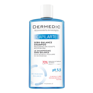 Dermedic Capilarte Sebu-Balance, szampon przywracający równowagę, do włosów przetłuszczających się, 300 ml USZKODZONE OPAKOWANIE - zdjęcie produktu