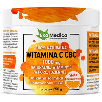 EkaMedica Witamina C CBC 1000 mg, smak pomarańczowy, 250 g - zdjęcie produktu