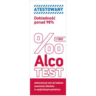 AlcoTest, jednorazowy test do badania zawartości alkoholu w wydychanym powietrzu, 1 sztuka - zdjęcie produktu