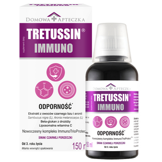 Tretussin Immuno, od 3 lat, smak czarnej porzeczki, 150 ml USZKODZONE OPAKOWANIE - zdjęcie produktu