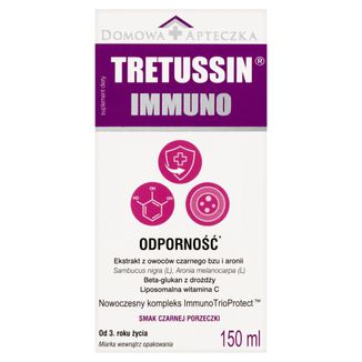 Tretussin Immuno, od 3 lat, smak czarnej porzeczki, 150 ml - zdjęcie produktu