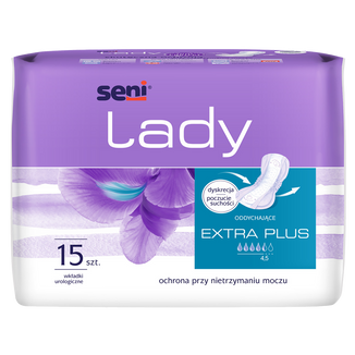 Seni Lady, wkładki urologiczne, Extra Plus, 15 sztuk - zdjęcie produktu
