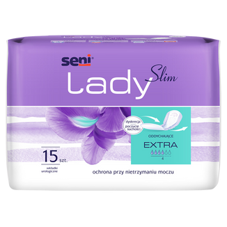 Seni Lady Slim, wkładki urologiczne dla kobiet, Extra, 14 x 29,5 cm, 15 sztuk - zdjęcie produktu