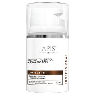 Apis Coffe Shot, biorewitalizująca maska pod oczy z kwasem kawowym i olejem z nasion kawy, 50 ml - zdjęcie produktu