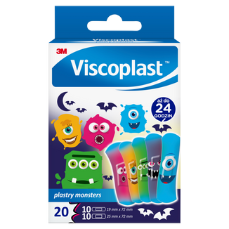 Viscoplast Plastry Dziecięce, Monsters, 2 rozmiary, 20 sztuk - zdjęcie produktu