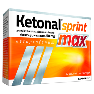 Ketonal Sprint Max 50 mg, granulat do sporządzania roztworu doustnego, 12 saszetek USZKODZONE OPAKOWANIE - zdjęcie produktu
