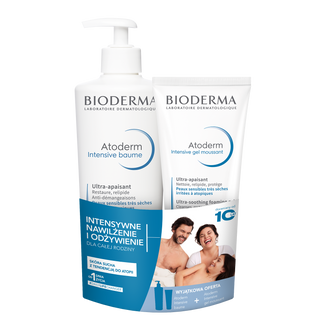 Zestaw Bioderma Atoderm, kojący balsam emolientowy, 500 ml + oczyszczający żel, redukujący swędzenie skóry, 200 ml USZKODZONE OPAKOWANIE - zdjęcie produktu